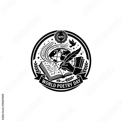 World Poetry Day Logo Illustration Design.