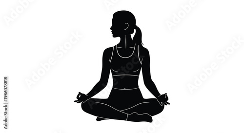 A woman practices yoga in a seated meditative pose her form depicted as a striking silhouette high quality professional detailed modern