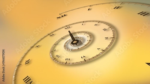 Time Flies: Spiral Clock with Cloudscape Background Loop