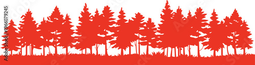 forest trees silhouette vector illustration canopy trunks