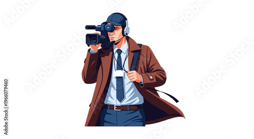 Man holding a video camera recorder.