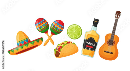 Mexican party festive colorful still life.