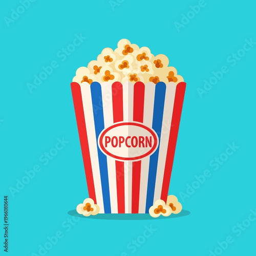 Classic Popcorn Bucket with Red, White, and Blue Stripes - Movie Night Snack