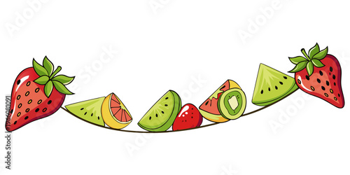 Assorted colorful fresh fruit garland illustration, vector