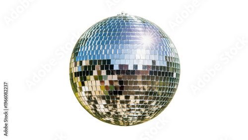 Tableau sur toile Reflective disco ball isolated on transparent background, for lively parties