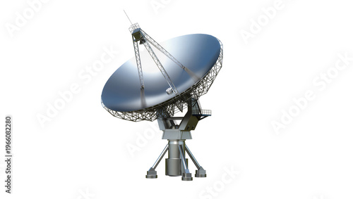 Cuadro en lienzo Silver parabolic satellite dish, isolated on transparent background for data
