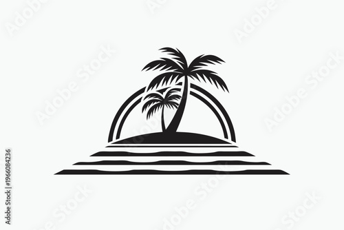 Silhouette of a Deserted Tropical Island for Adventure and Travel Themes