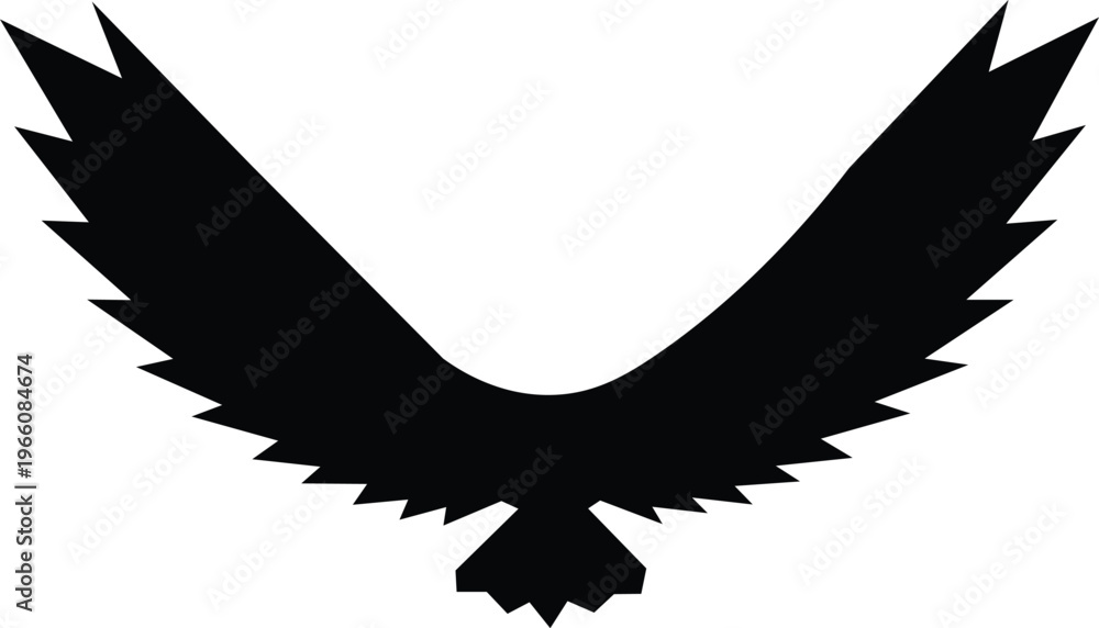 Obraz premium Minimalist Black Eagle Silhouette - Majestic Flying Bird Vector Graphic for Logo Design