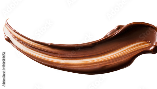 Konstfotografi Rich glossy brown chocolate and caramel swirl smear, isolated on transparent bac