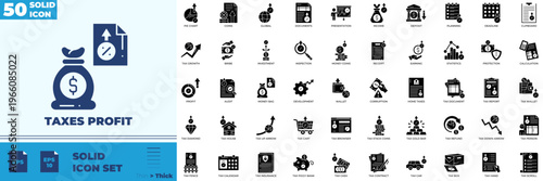 Taxes Profit Duotone Editable Icons set