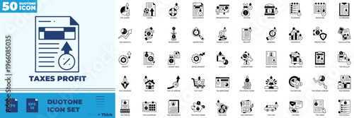 Taxes Profit Duotone Editable Icons set
