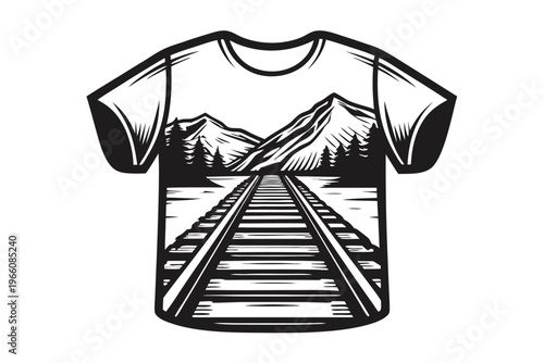 Silhouette of Parallel Railway Rails for Industrial Infrastructure and Logistics Concepts