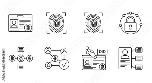 Digital security icons and symbols.
