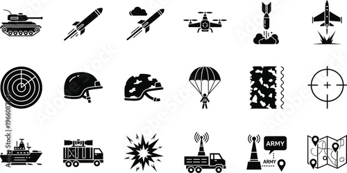 Military icons and symbols a comprehensive collection of warfare and defense related imagery