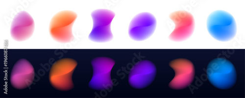 Glowing neon gradient set blob with translucent soft edges. Fluid color mix creates modern UI background and banner texture PNG.