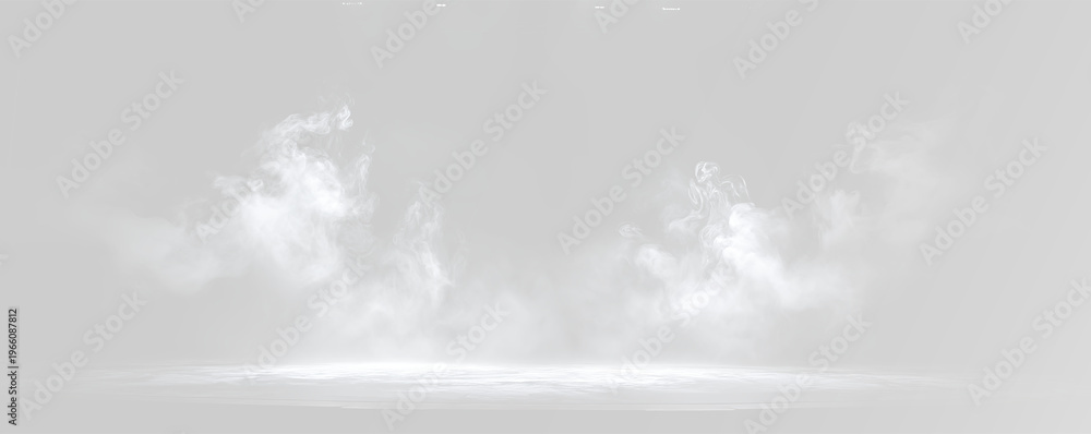 Obraz premium white smoke swirl and fog on soft light grey studio background png