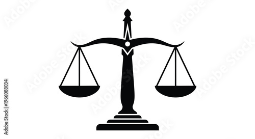 A stark black silhouette of scales of justice symbolizes fairness impartiality and legal proceedings a powerful visual silhouette high quality professional