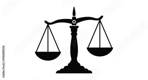 A stark black scales of justice image representing balance and fairness depicted as a striking silhouette high quality professional detailed modern