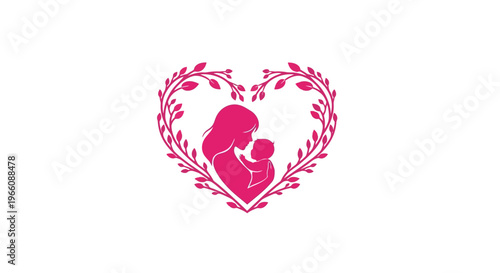Mother holding baby in heart.