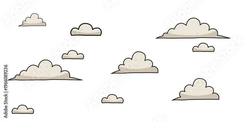 Fluffy Light Beige Clouds in a Clear Sky with Subtle Shadows at Midday