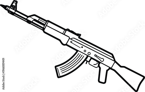 Vector illustration of an ak47 assault rifle, a classic firearm design