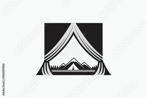 Stylized Open Tent Silhouette Symbol for Outdoor Exploration and Hiking