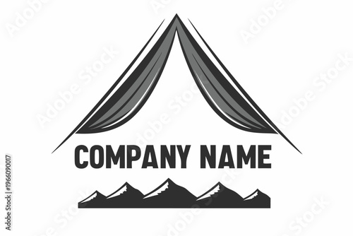 Silhouette of an Open Camping Tent Doorway for Minimalist Graphic Design