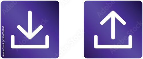 Blue icons for upload and download on for interface design