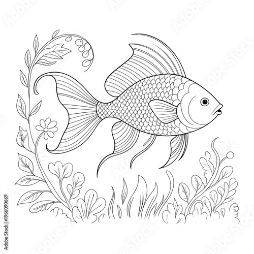 A detailed ink sketch of a horse standing in a grassy field isolated on white background, Vector