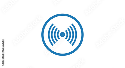 Blue wireless signal icon logo.