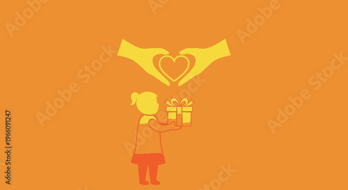 Child Holding Gift Boxes with Wings.