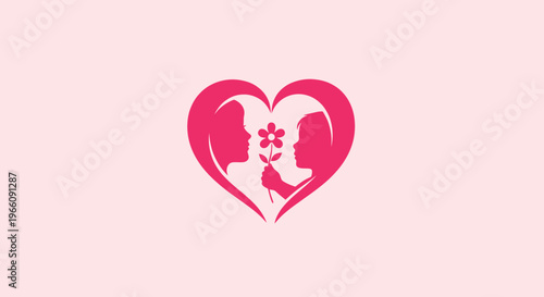 Couple Kissing in Heart Shape.