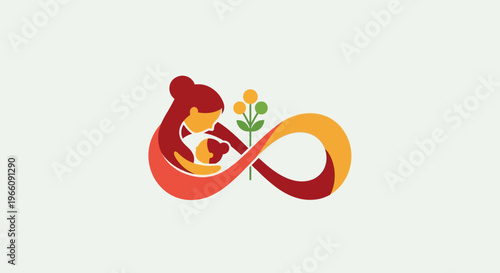 Colorful Infinity Symbol With Flower.
