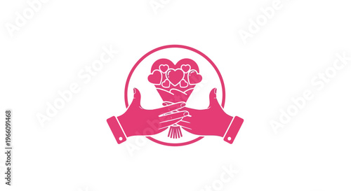 Hands holding brain in pink logo.