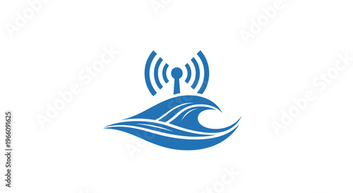 Blue wave with signal icon.