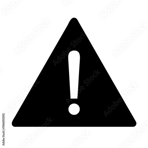 Black warning triangle icon with exclamation mark