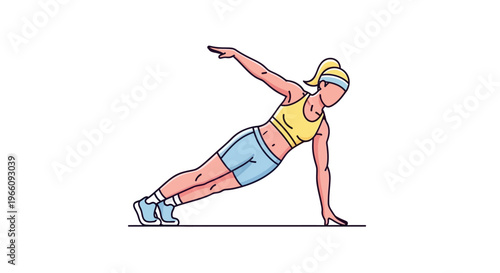 Woman doing side plank exercise.