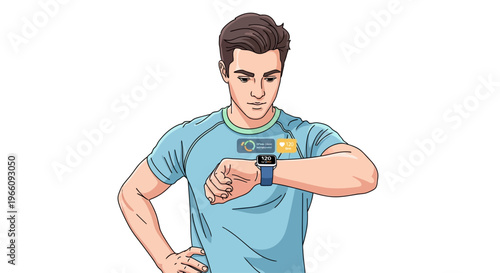 Man wearing smart watch on wrist.