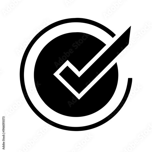 Black and white checkmark icon in a circle