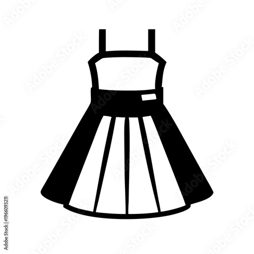 Black silhouette of a sleeveless dress with a fitted bodice and flared skirt