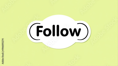 Follow button design with abstract geometric shapes on light green background for social.