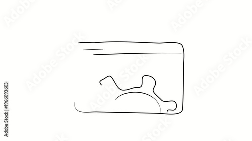 Payment setup, bank card setup. Contour drawing, silhouett animation. Continuous line. Isolated on white. Video 4k object illustration self-drawing. Object construction. Minimalist continuous line dra