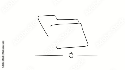 Folders, office work, office work. Contour drawing, silhouett animation. Continuous line. Isolated on white. Video 4k object illustration self-drawing. Object construction. Minimalist continuous line 