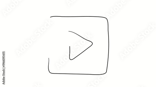 Video player, watch movies, videos online. Contour drawing, silhouett animation. Continuous line. Isolated on white. Video 4k object illustration self-drawing. Object construction. Minimalist continuo