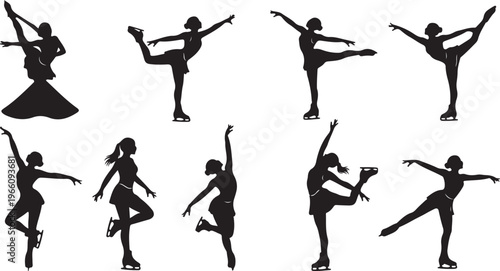 Black silhouette of people performing various dance moves and poses black silhouettes dancers