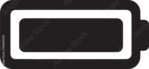 Minimalist black and white battery icon isolated on clean background
