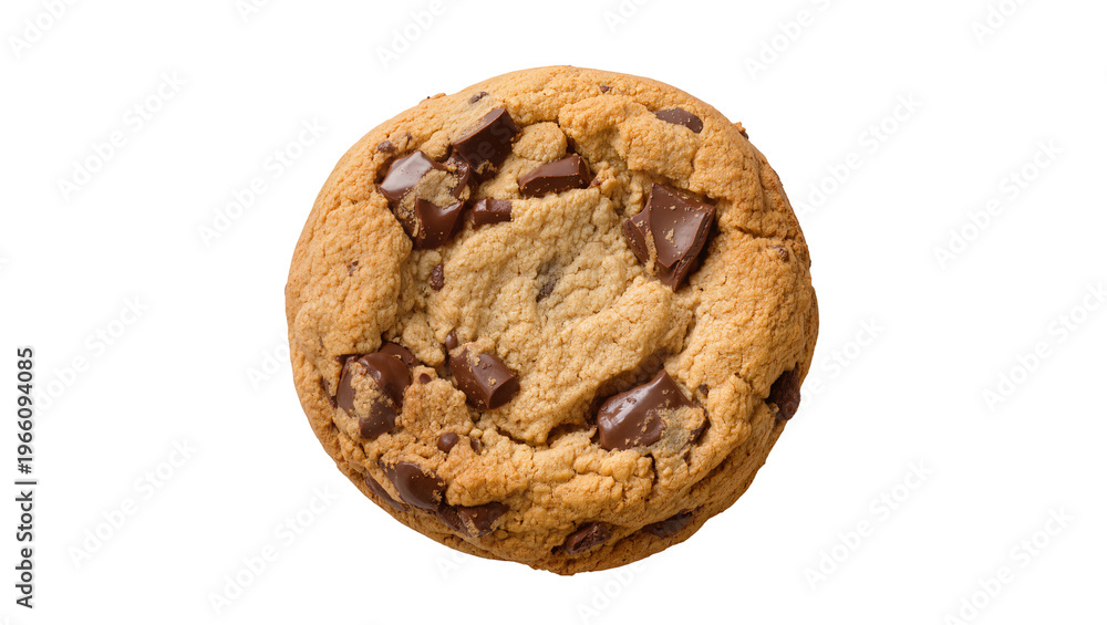 © Alexander - Golden chocolate chip cookie with dark chocolate, isolated on transparent background for snack