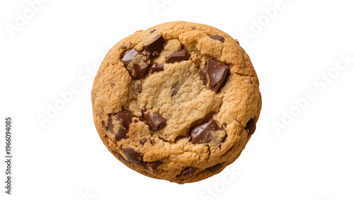 Cuadro en lienzo Golden chocolate chip cookie with dark chocolate, isolated on transparent backgr