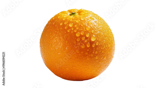 Fotografía Fresh orange fruit with glistening water droplets, isolated on transparent backg