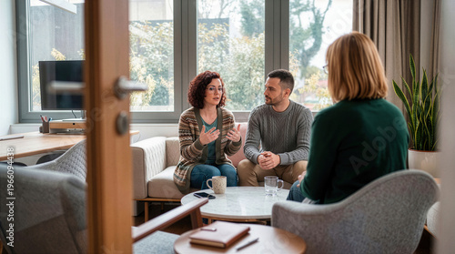 Couple in relationship counseling session with professional advisor